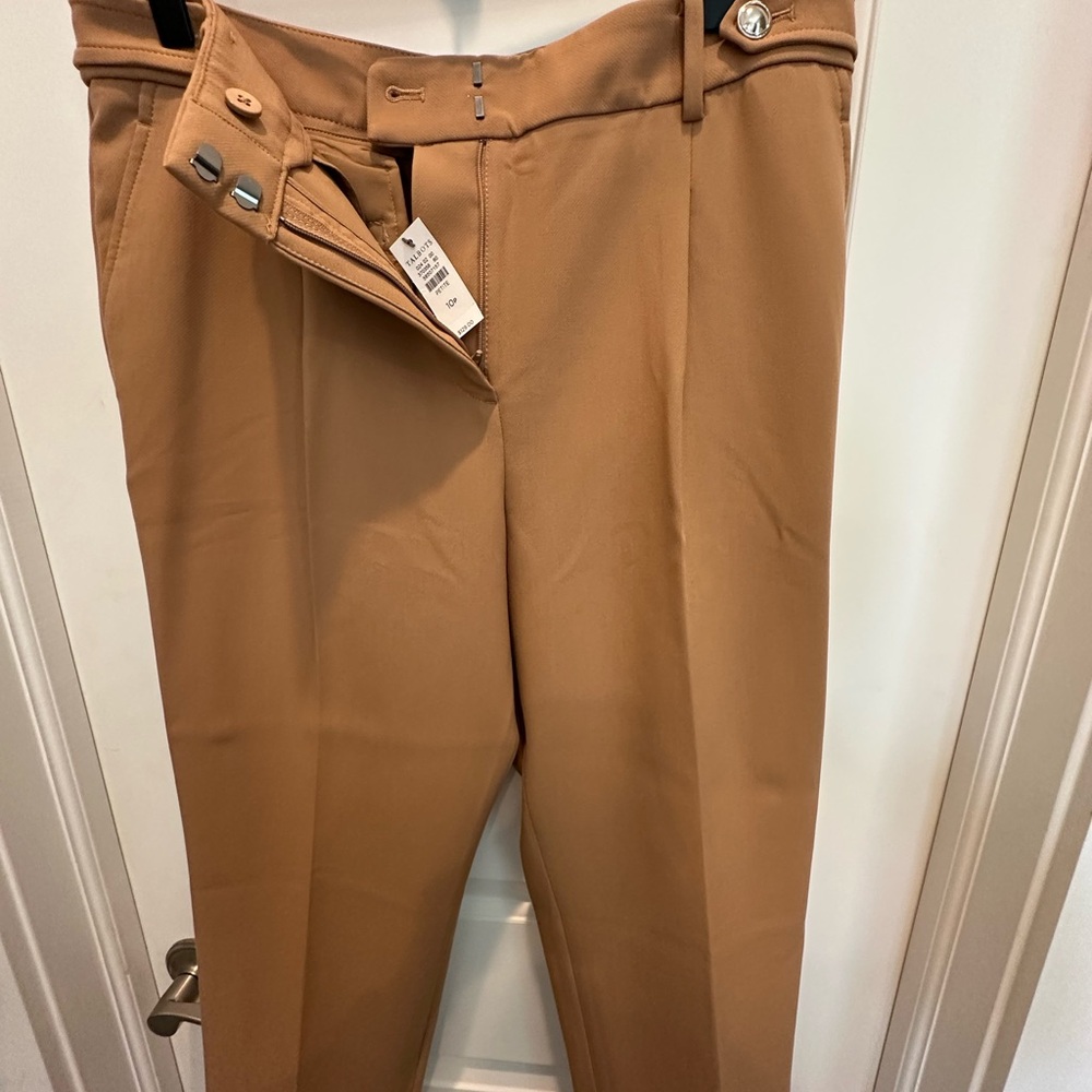 Talbots Petite Camel Hampshire Straight Ankle Trouser Pants Career Stretch NWT